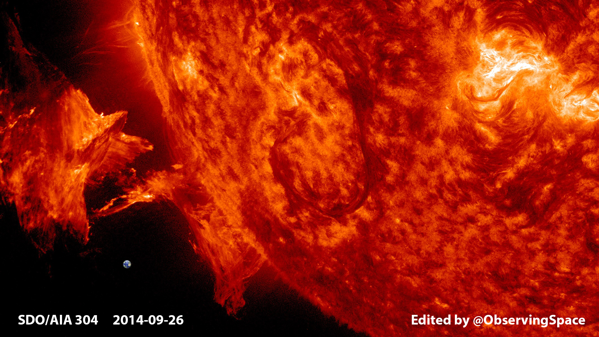 A solar prominence erupts